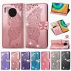 Capa carteira de couro para iphone 15 14 Plus 13 12 11 Pro XS XR X Samsung Galaxy S23 Ultra S22 Note 20 3D Big Butterfly Bling Diamond Lace Flower Holder Flip Cover Girls Bolsa