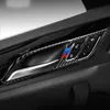 ل BMW G01 G02 سيارة الداخلية مقابض الأبواب الإطار ملصقات ألياف الكربون الباب الداخلي مقابض تريم يغطي سيارة التصميم ل 2019 ~ x3 x4