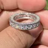 Vintage Mode Smycken 925 Sterling Silver Cirkel Ring Vit Topaz CZ Diamond Gemstones Bröllop Engagemangsband Ring för älsklingsgåva