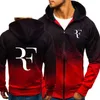 RF Roger Federer Drukuj Bluza Gradient Bluzy Mężczyźni Wiosna Jesień Polar Kurtka Zipper Męskie Kapturem Harajuku Męska Odzież V191105