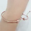 Rose gold plated Hand Chains Women's Snake Chain Slider Bracelets Wedding Jewelry for Pandora 925 Silver Bracelet with Original box