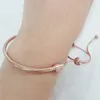 Rosévergoldete Handketten Damen Schlangenkette Schieberarmbänder Hochzeitsschmuck für Pandora 925 Silberarmband mit Originalverpackung