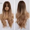 Ombre Wellenartige Perücken Black Brown Blonde Mittelsteil Cosplay Synthetische Perücken mit Pony Für Frauen Lange Haare Perücken Gefälschte Haare