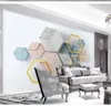 Papel de parede personalizado 3D Modern Minimalista Geométrica Mármore Sala de estar Quarto Fundo Decoração Da Parede Mural Papel De Parede