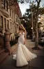 Vintage Lace Mermaid Berta Wedding Dresses Long Train Formal Bridal Dress 3D Floral Appliqued Strapless Boning Gorgeous Wedding Gowns