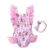 Enfants Maillots De Bain Bébés Filles Floral Imprimé One-Pieces Dentelle Bikini Bowknot Bandeau Costumes D'été Mesh Princesse Maillot De Bain Bandeau Ensembles BYP597