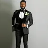 Novo Design Um botão preto Noivo Smoking xaile lapela Groomsmen Mens ternos de casamento / Prom / Jantar Blazer (jaqueta + calça + Vest + Tie) K197