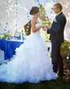 Romântico A Linha de Vestidos de Noiva 2019 vestido de novia Querida Ruffles Em Camadas Lace Up Voltar Vestidos de Noiva Para O Casamento Do Jardim Ao Ar Livre