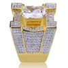 Gepersonaliseerde Nieuwe 18K Vergulde CZ Cubic Zirconia Hip Hop Bling Ringen Diamant Sieraden voor Mannen 24 MM Maat 7 tot 11 Comfort Fit Groothandel