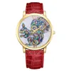 Casal Quartz Watch Negócios Estilo Casual Multi-Color Esquilo Animal Impresso PU Banda Strap Relógio De Pulso