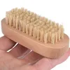 Brosse à ongles en bois poils poitrine double face ovale forme ongles petits brosses de nettoyage