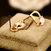 New fashion zircon ladies asymmetric Stud earrings 18K gold plated brand earrings jewelry high quality luxury temperament female