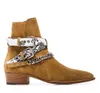 Nouvelle marque ami ri ri bandana boucle bottes rock rock roll Culture cool en daim silver-ton metal courb boucles boucles