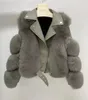 OFTBUY Giacca Invernale da Donna Cappotto di Pelliccia Reale Collo di Pelliccia di Volpe Naturale Capispalla Spessore Caldo 100% Vera Pelle Sreetwear Casual