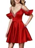 Newest Spaghetti Straps Beads Homecoming Dresses Backless Juniors Capped Cocktails Short Prom Dress Party Ball Gowns Graduation Cl9310684