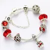 Bracciale per perle in vetro rosso Murano-925 Murano Red Glass per donne/bambino originale in stile gioiello fai-da-te in stile natalizio gioielli di Natale5698403