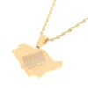 Stainless Steel Saudi Arabia Map Flag Gold Color Charm Pendant Necklace Kingdom of Saudi Arabia Jewelry Women Girl