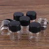 Veel 100 stuks 5 ml 22 * ​​30mm kleine glazen flessen met zwarte plastic caps Spice Jars parfum fles kunst ambachten