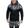 Moda Erkekler Moda Uzun Kollu Splice Kamuflaj Baskı Hoodies Spor Kazak Ceket Erkek Rahat Zip Up Kapüşonlu Sweatshirt JAC