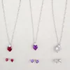 Red Heart Jewelry Set Pendant Necklace Earrings Sets for Girl Women Zircon Designs Cubic Zirconia Purple White Silver Chain Bridal Jewellery