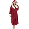 Kvinnor Vinter Plysch Längda Sjal Badrock Hemkläder Långärmad Robe Coat Bathrock Kvinnor Peignoire Femme # 35 T200420