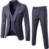 Costumes trois pièces pour hommes, coupe cintrée, simple boutonnage, costumes de mariage sur mesure, ensembles de costumes de smoking de mariage (gilet + pantalon + Blazer)