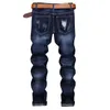 Jean bleu à trous pour hommes, pantalon Long en coton, classique, droit, grande taille, violet, nouvelle mode 2024