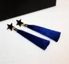 Partihandel-Fashion Luxury Designer Söt Lovely Star Tassel Stud Örhängen för Kvinna Flickor Svart Röd Blå