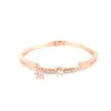 Super Glittering New Fashion Ins Designer Diamond Zircon Rose Gold Titanium Bangle Bracelet for Woman Girls 18cm with Star Charm