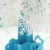 3D-wenskaarten Kerstmis Pop-up kaart Thanksgiving en Nieuwjaar gift xmas decoratie witte sneeuwvlok