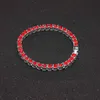 Iced Out 1 Row Tennis Bracelet Full Colored Red/Blue/Black A+ Rhinestones Gold Silver Color Fashion Hiphop Bracelets Jewelry Bling Bangle