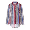 Mode-Women Blouses 2019 Vår Sommar Toppar Casual Långärmade Striped Shirts Now-down Collar Shirt Kvinna Mode Blusas