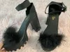 Spring/summer women fur rubber high heel platform outdoor leisure buckle slippers beach sandals ladies banquet sandals MX200407