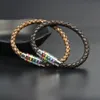 Vendita calda Bracciali in acciaio inossidabile arcobaleno Bracciale classico vintage in vera pelle Miglior gioiello regalo per uomo e donna