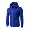 Mode - Nouveaux hommes chauds à capuche couleur pure grandes poches zippées sweats à capuche en molleton mode loisirs manteau vêtements salopette noir rouge bleu gris