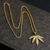Оптово-Новый дизайн Iced Out HipHop NecklacePendant Maple Leaf Подвеска Long Золотая цепь Hip Hop Bling ожерелье для мужчин Mujer