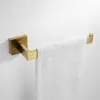 Geborsteld goud handdoek bar rail toiletpapier houder handdoekenrek haak zeepbakje toilet borstel badkamer accessoires hardware set