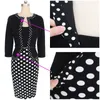 Hgte Womens осень -ретро из искусственной куртки OnePeece Polka Dot Contrast Patchwork Wear to Work Office Business Платье y190529013115708