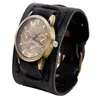 1New Style Men039s Uhr Retro Punk Rock Brown Big Wide Leder Armband Manschette cool