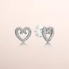 Heart Swirl Stud Earrings Authentic 925 Sterling Silver CZ Diamond Women Earring Original Box for Pandora Hearts Fashion earrings