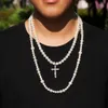 Mens Jesus Cross Pendant med 8-10mm Double Pearl Bean Chain Halsband 16Inch 18inch 20inch mode hiphop smycken whosales