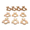 Anneau de dentition en bois de hêtre en forme de coccinelle, 4 pièces, jouets de dentition pour bébé, accessoires pour la fabrication de colliers pour bébé