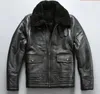 Black AVIREXFLY men leather jackets with lamb fur lining B3 sheepskin genuine with Diagonal zipper