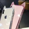 3D Sevimli Kedi Kulak Shining Elmas Şeker renk Telefon Kılıfları iPhone Için X XS XR XS Max 6 6 S 7 8 Artı Şeffaf Yumuşak TPU Arka Kapak