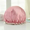 Bonnet de douche épais et imperméable, réutilisable, maquillage cosmétologique, anti-poussière, anti-fumée, double couche, couleur pure, couverture de cheveux pour femmes