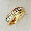 Nunca se desvanece 6 mm 18 K chapado en oro circón CZ anillo de compromiso de diamante Alianza de boda anillo de amantes de acero inoxidable para mujeres niñas hombres