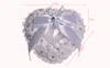 Romantic white ring pillow with rhinestone polyester rose heart-shaped ring box wedding supplies Ring Pillows wedding accessories