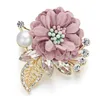 Pins Brooches Nice Flower Leaves Crystal Rhinestone Simulated Pearl For Suits Lapel Scarf Fabric Brooch Pin Women Wedding Z0762543