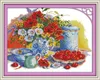 수확 과일과 꽃 홈 장식 그림, 수제 크로스 스티치 자수 바느질 세트 인쇄 캔버스 DMC 14CT / 11CT