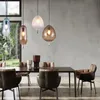 Designer Lampara Techo Retro Restaurant Bar Hotel Bett Einzelkopf Glas Persönlichkeit postmoderne Pendelleuchten LED-Licht E14